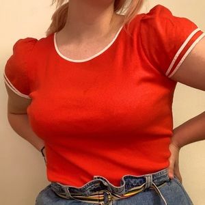 Ralph Lauren Y2K Ribbed Puff Sleeve Top